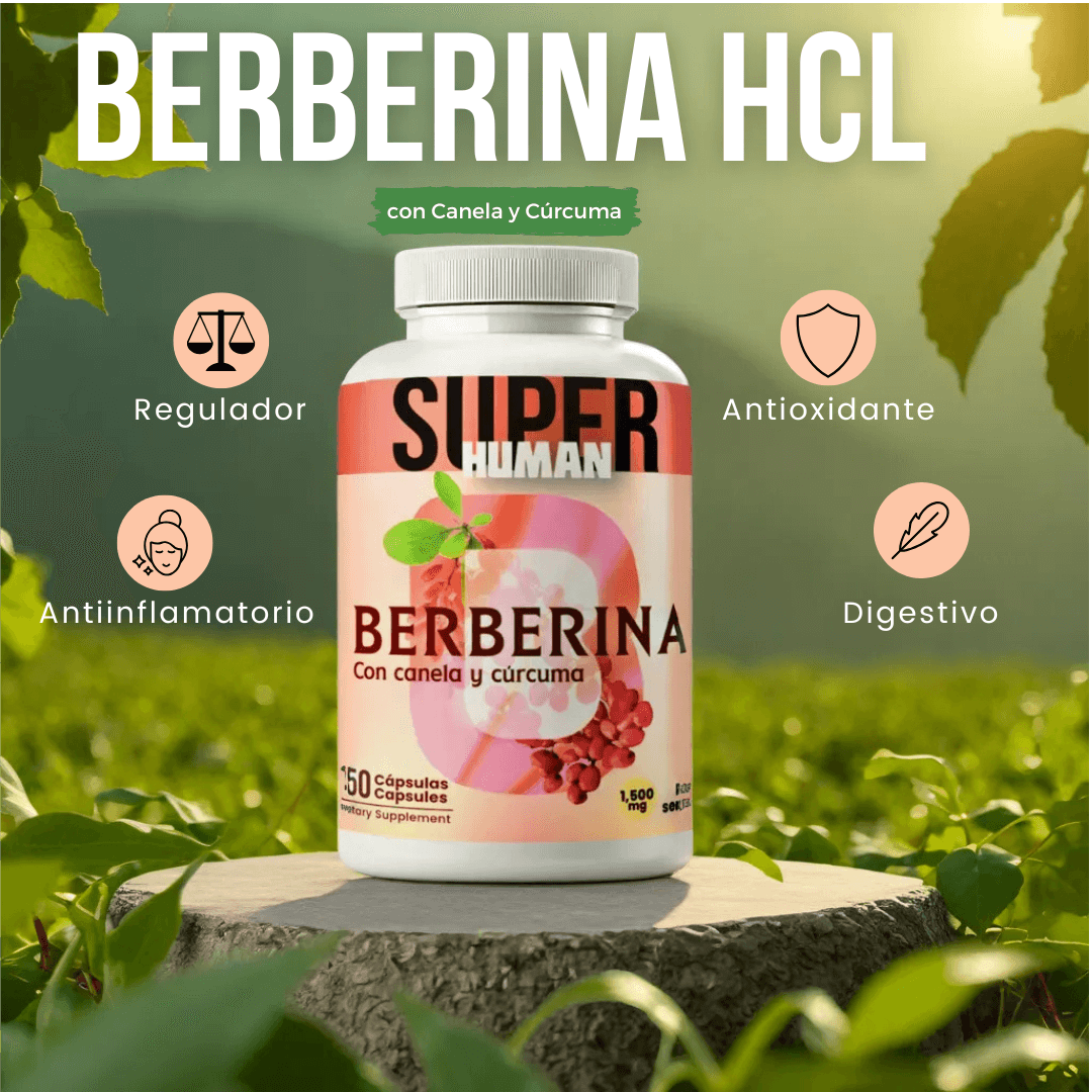 Berberina HCL™ Equilibra la glucosa, frena Diabétes con canela y cúrcuma (150 Cápsulas)